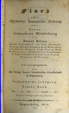Flora oder allgemeine botanische Zeitung. 16. 1833