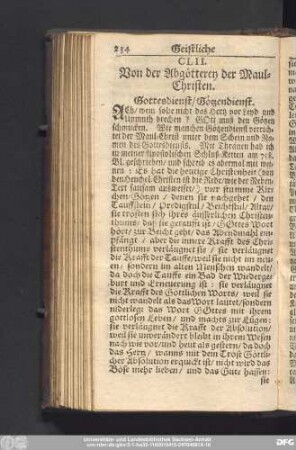 CLII. Von der Abgötterey der Maul-Christen. Gottesdienst, Götzendienst.