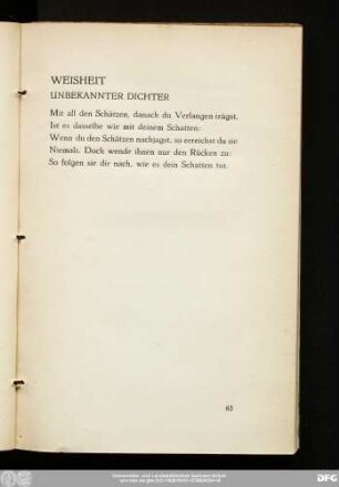 Weisheit Unbekannter Dichter