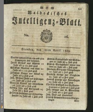 No. 16. Dienstag, den 18ten April 1809