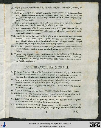Ex Philosophia Morali.
