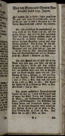 Von den Sonn- und Monds-Finsternissen dieses 1795. Jahres.