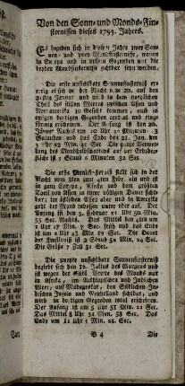 Von den Sonn- und Monds-Finsternissen dieses 1795. Jahres.