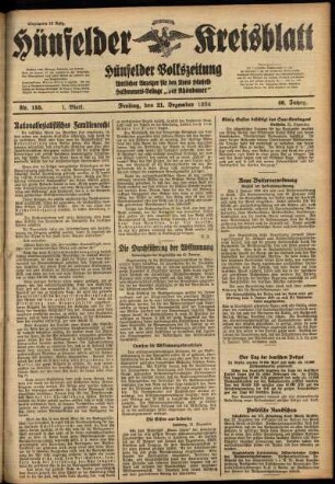 Erste Ausgabe vom Freitag, den 21. Dezember 1934.