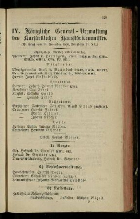 Königliche General-Verwaltung des Kurfürstlichen Hausfideicommisses