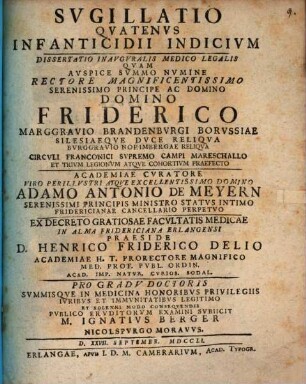 Svgillatio qvatenvs infanticidii indicivm : dissertatio inavgvralis medico legalis