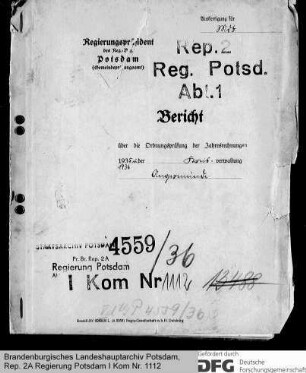 Ordnungsprüfung der Jahresrechnungen 1935/36 der Kreisverwaltung Angermünde