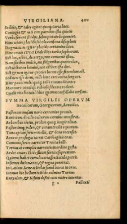Summa Virgilii Operum Bucolicorum, Georgicorum, Aeneidos.