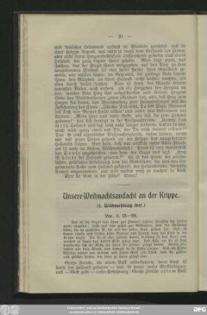 Unsere Weihnachtsandacht an der Krippe. (2.Weihnachtstag 1897.)