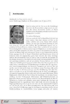 Antrittsrede von Frau Sabina Pauen an der Heidelberger Akademie der Wissenschaften vom 23. Januar 2011