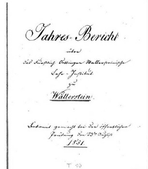 Jahres-Bericht über das Fürstlich-Oettingen-Wallersteinische Lehr-Institut zu Wallerstein. 1851