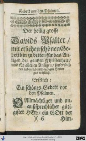 Ein schönes Gebett vor den Psalmen.