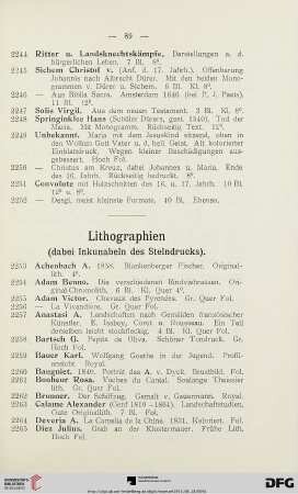 Lithographien, dabei Inkunabeln (Nr. 2253-2331)
