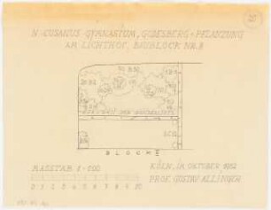 Staatliches Nicolaus-Cusanus-Gymnasium, Bonn-Bad Godesberg: Bepflanzungsplan am Lichthof: Grundriss 1:100