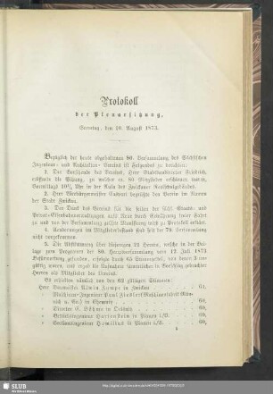 Protokoll der Plenarsitzung