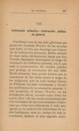 VIII. Instrucción primaria. - Instrucción pública en general