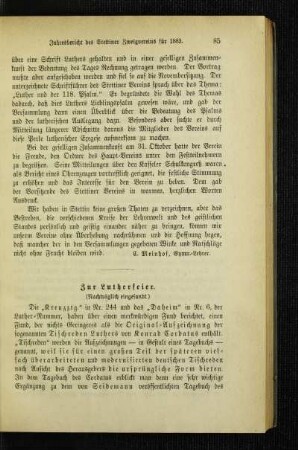 Zur Lutherfeier : (nachträglich eingesandt)