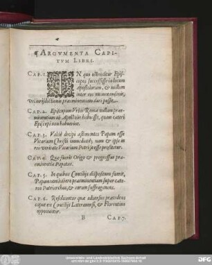 Argumentum Capitum Libri.