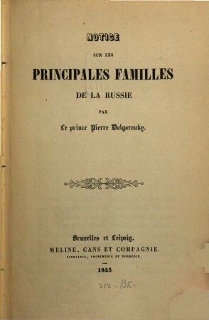 Notice sur les principales familles de la Russie