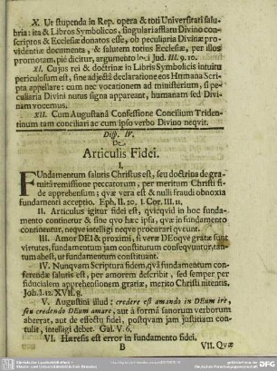 Disp. IV. [VI.] De Articulis Fidei