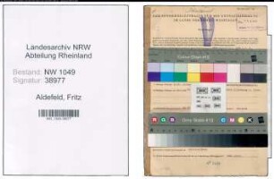 Entnazifizierung Fritz Aldefeld , geb. 25.07.1892 (Lehrer)
