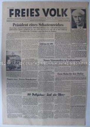 Zentralorgan der KPD "Freies Volk" u.a. zur Wahl von Theodor Heuß zum Bundespräsidenten