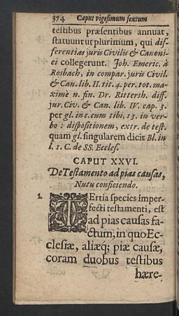 Caput XXVI. De Testamento ad pias causas