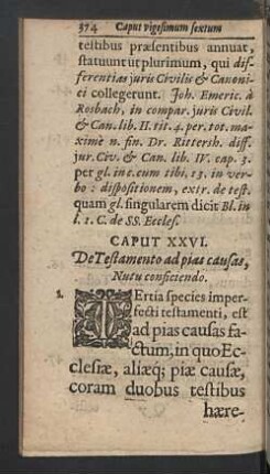 Caput XXVI. De Testamento ad pias causas