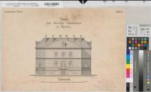 Münster (Münster) Neubau eines Chemischen Laboratoriums Blatt 3 Vorder- und Rückansicht 1878 1 : 100 44 x 60 Zeichnung/Druck Staatshochbauamt Münster
