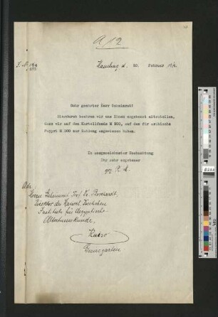 Brief von Prof. Dr. Münzel, StB Hamburg, an Prof. Dr. Borchardt, Hamburg