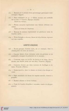 Orfèvrerie (Nr. 255 - 293)