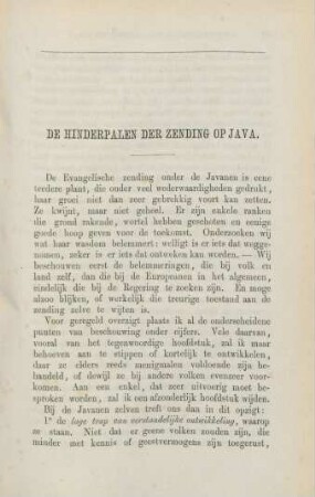 De hinderpalen der zending op Java