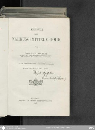 Lehrbuch der Nahrungsmittel-Chemie : mit 22 Abb. u. 1 Taf.