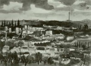 Dresden, von Plauen aus gesehen : Dresden, von Plauen aus gesehen. Aquarell. 1967