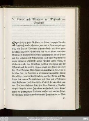 V. Kampf und Bündnis mit Rußland — Ergebnis