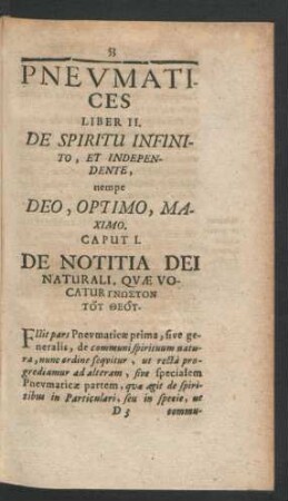 Liber II. De Spiritu Infinito, Et Independente, nempe Deo, Optimo, Maximo.