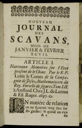 Janvier & Fevrier XCVII.