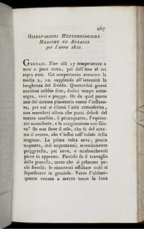 Osservazioni Meteorologiche Mediche Ed Agrarie per l'anno 1810.