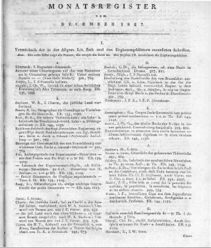 Monatsregister vom Dezember 1827