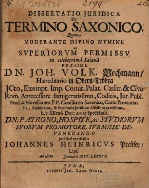 Dissertatio Iuridica De Termino Saxonico