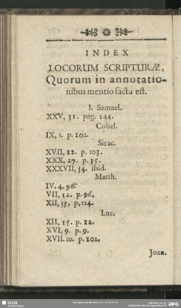 Index Locorum Scripturae