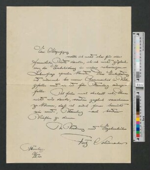 Brief an Werner von Melle