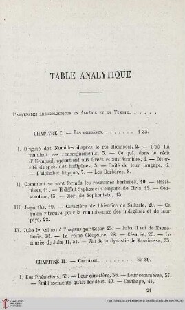 Table Analytique