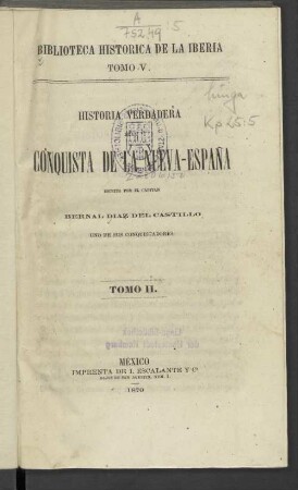 T. 2: Historia verdadera de la conquista de la Nueva-España
