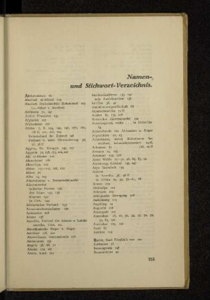 Namen- und Stichwort-Verzeichnis.