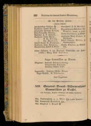 XIII. General=Brand=Assecurations=Commission zu Kassel