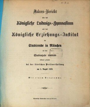 Jahresbericht .... 1868/69