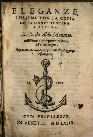 Eleganze, insieme con la copia della lingua Toscana e latina