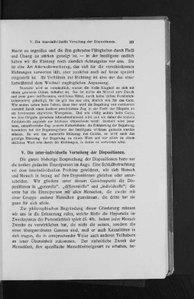 V. Die inter-individuelle Verteilung der Dispositionen.