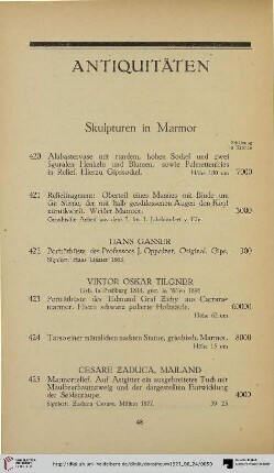 Antiquitäten (Nr. 420-587)